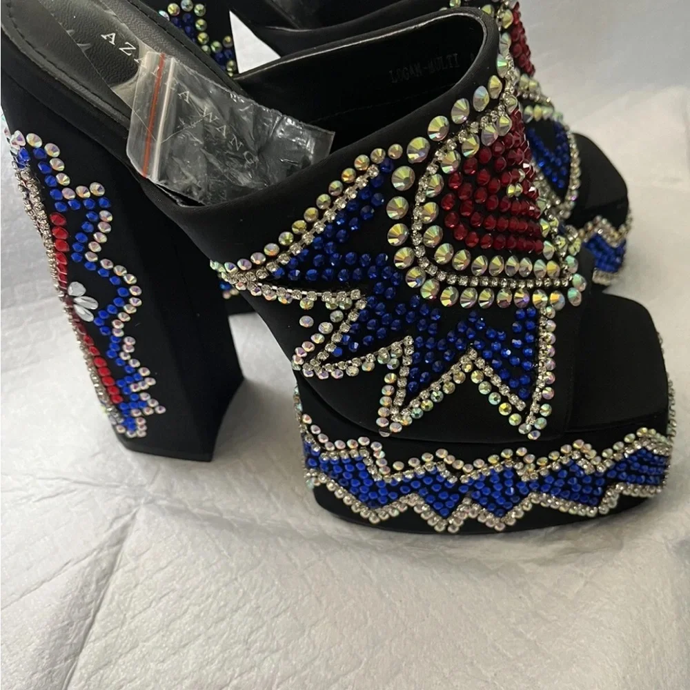 Azalea Wang Black and Multicolor Embellished Heels - Picture 5 of 10